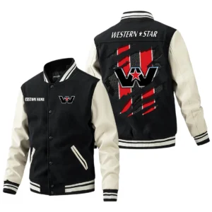 Wester Star Jacket Men’s Baseball Jacket With PU Leather Sleeve, Custom Name HG280225Y15BJPUCT3WES