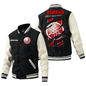 Yamaha Jacket Men’s Baseball Jacket With PU Leather Sleeve, Custom Name HG280225Y15BJPUCT3YMH