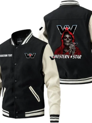 Wester Star Jacket Men’s Baseball Jacket With PU Leather Sleeve, Custom Name HG280225Y15BJPUCT4WES