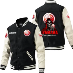 Yamaha Jacket Men’s Baseball Jacket With PU Leather Sleeve, Custom Name HG280225Y15BJPUCT4YMH