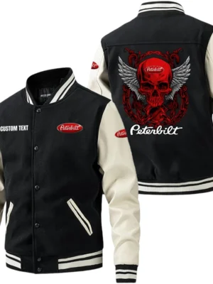Peterbilt Jacket Men’s Baseball Jacket With PU Leather Sleeve, Custom Name TN220225Y15BJPUCT2PEA