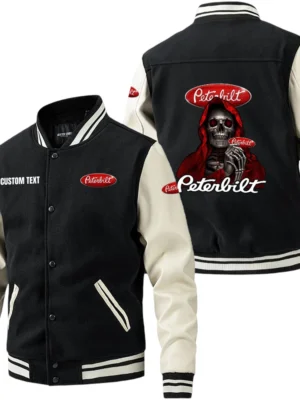 Peterbilt Jacket Men’s Baseball Jacket With PU Leather Sleeve, Custom Name TN220225Y15BJPUCT4PEA