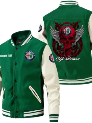 Alfa Romeo Jacket Men’s Baseball Jacket With PU Leather Sleeve, Custom Name HG180225Y15BJPUCT2ALR