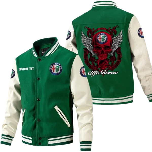 Alfa Romeo Jacket Men’s Baseball Jacket With PU Leather Sleeve, Custom Name HG180225Y15BJPUCT2ALR