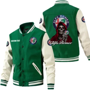 Alfa Romeo Jacket Men’s Baseball Jacket With PU Leather Sleeve, Custom Name HG180225Y15BJPUCT4ALR
