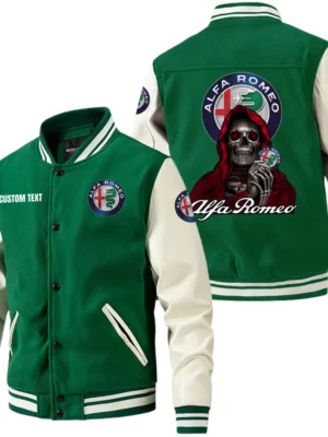 Alfa Romeo Jacket Men’s Baseball Jacket With PU Leather Sleeve, Custom Name HG180225Y15BJPUCT4ALR