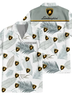 Lamborghini Exclusive Logo Hawaiian Shirt Tropical Leaves Pattern All-over Print For Men Women Kids, Custom Name HIHI180225Y7HWLS1LAM