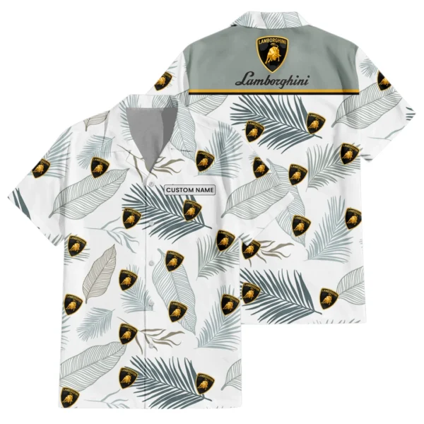 Lamborghini Exclusive Logo Hawaiian Shirt Tropical Leaves Pattern All-over Print For Men Women Kids, Custom Name HIHI180225Y7HWLS1LAM