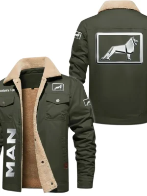 Man Trucks Exclusive Logo Fleece-lined Thick Jacket Fur Lapel Collar Warm Custom Name TN170325Y10FLJCT1MAN