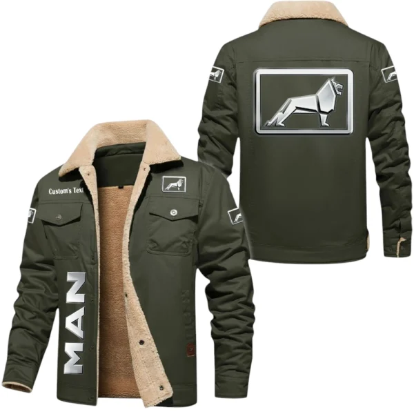 Man Trucks Exclusive Logo Fleece-lined Thick Jacket Fur Lapel Collar Warm Custom Name TN170325Y10FLJCT1MAN