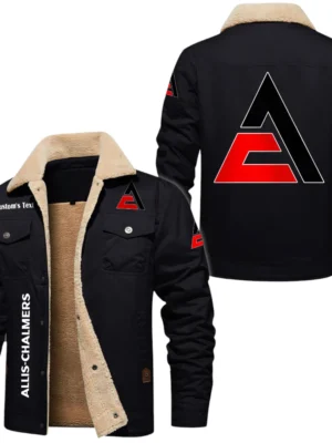 Allis Chalmers Exclusive Logo Fleece-lined Thick Jacket, Fur Lapel Collar Warm Custom Name TN150325Y10FLJALC