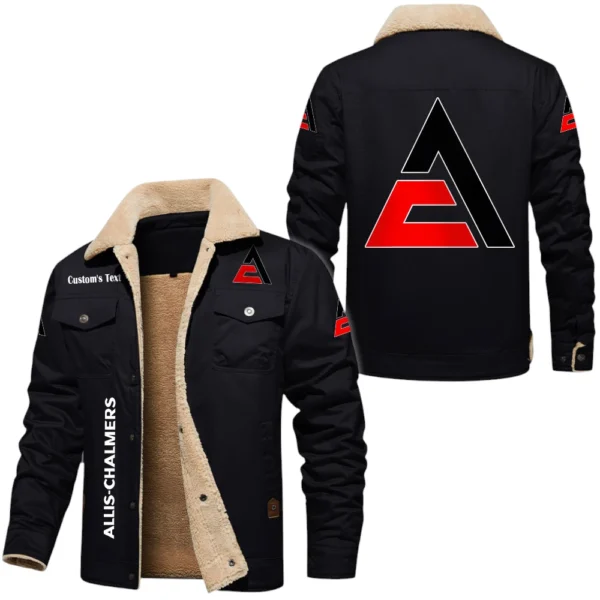 Allis Chalmers Exclusive Logo Fleece-lined Thick Jacket, Fur Lapel Collar Warm Custom Name TN150325Y10FLJALC