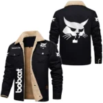 Bobcat Exclusive Logo Fleece-lined Thick Jacket, Fur Lapel Collar Warm Custom Name TN150325Y10FLJCT1BOC