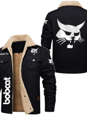 Bobcat Exclusive Logo Fleece-lined Thick Jacket, Fur Lapel Collar Warm Custom Name TN150325Y10FLJCT1BOC