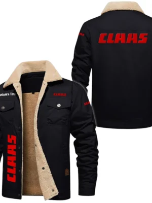 Claas Exclusive Logo Fleece-lined Thick Jacket, Fur Lapel Collar Warm Custom Name TN150325Y10FLJCT1CLA