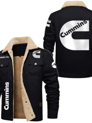 Cummins Exclusive Logo Fleece-lined Thick Jacket, Fur Lapel Collar Warm Custom Name TN150325Y10FLJCT1CUM
