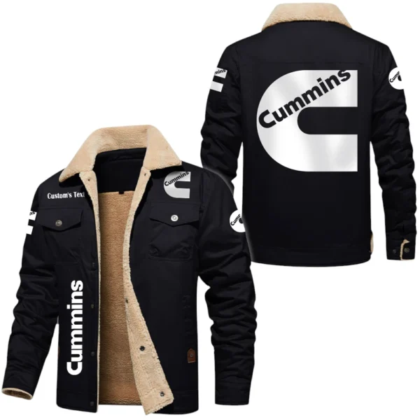 Cummins Exclusive Logo Fleece-lined Thick Jacket, Fur Lapel Collar Warm Custom Name TN150325Y10FLJCT1CUM