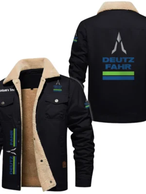 Deutz Fahr Exclusive Logo Fleece-lined Thick Jacket, Fur Lapel Collar Warm Custom Name TN150325Y10FLJCT1DEF