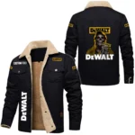 Dewalt Exclusive Logo Fleece-lined Thick Jacket, Fur Lapel Collar Warm Custom Name TN150325Y10FLJCT1DEW