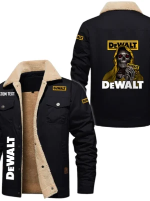 Dewalt Exclusive Logo Fleece-lined Thick Jacket, Fur Lapel Collar Warm Custom Name TN150325Y10FLJCT1DEW