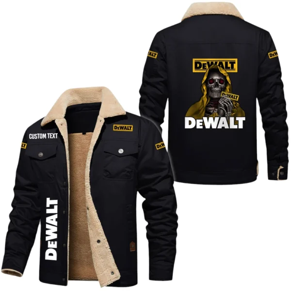 Dewalt Exclusive Logo Fleece-lined Thick Jacket, Fur Lapel Collar Warm Custom Name TN150325Y10FLJCT1DEW