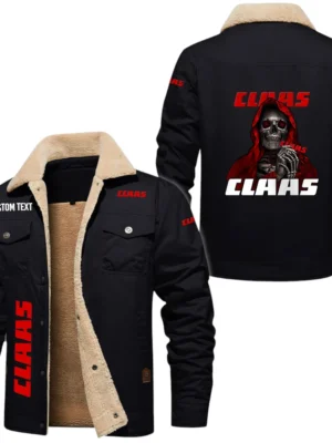Claas Exclusive Logo Fleece-lined Thick Jacket, Fur Lapel Collar Warm Custom Name TN150325Y10FLJCT2CLA