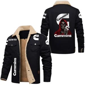 Cummins Exclusive Logo Fleece-lined Thick Jacket, Fur Lapel Collar Warm Custom Name TN150325Y10FLJCT2CUM