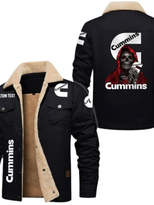 Cummins Exclusive Logo Fleece-lined Thick Jacket, Fur Lapel Collar Warm Custom Name TN150325Y10FLJCT2CUM