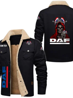 DAF Exclusive Logo Fleece-lined Thick Jacket, Fur Lapel Collar Warm Custom Name TN150325Y10FLJCT2DAF