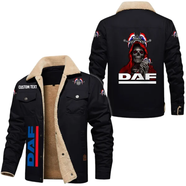 DAF Exclusive Logo Fleece-lined Thick Jacket, Fur Lapel Collar Warm Custom Name TN150325Y10FLJCT2DAF