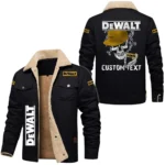 Dewalt Exclusive Logo Fleece-lined Thick Jacket, Fur Lapel Collar Warm Custom Name TN150325Y10FLJCT2DEW