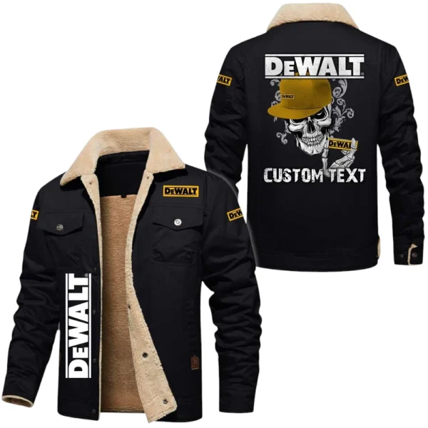 Dewalt Exclusive Logo Fleece-lined Thick Jacket, Fur Lapel Collar Warm Custom Name TN150325Y10FLJCT2DEW