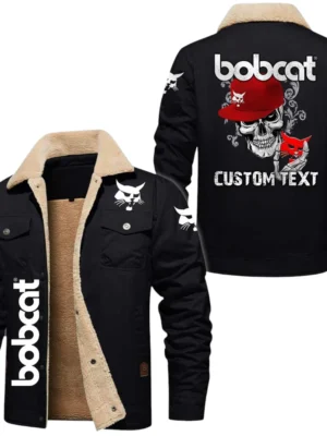 Bobcat Exclusive Logo Fleece-lined Thick Jacket, Fur Lapel Collar Warm Custom Name TN150325Y10FLJCT3BOC