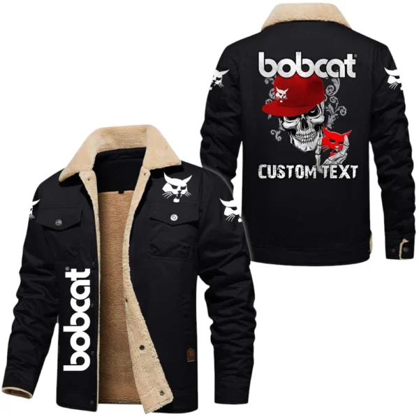 Bobcat Exclusive Logo Fleece-lined Thick Jacket, Fur Lapel Collar Warm Custom Name TN150325Y10FLJCT3BOC
