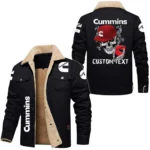 Cummins Exclusive Logo Fleece-lined Thick Jacket, Fur Lapel Collar Warm Custom Name TN150325Y10FLJCT3CUM