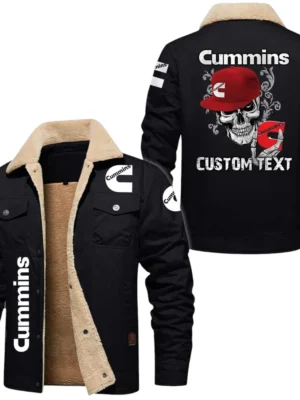 Cummins Exclusive Logo Fleece-lined Thick Jacket, Fur Lapel Collar Warm Custom Name TN150325Y10FLJCT3CUM