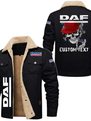 DAF Exclusive Logo Fleece-lined Thick Jacket, Fur Lapel Collar Warm Custom Name TN150325Y10FLJCT3DAF