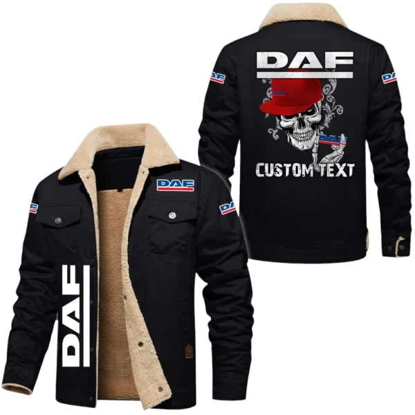 DAF Exclusive Logo Fleece-lined Thick Jacket, Fur Lapel Collar Warm Custom Name TN150325Y10FLJCT3DAF