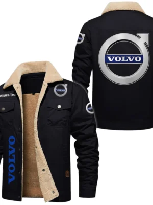 Volvo Trucks Exclusive Logo Fleece-lined Thick Jacket, Fur Lapel Collar Warm Custom Name TN150325Y10FLJVVT