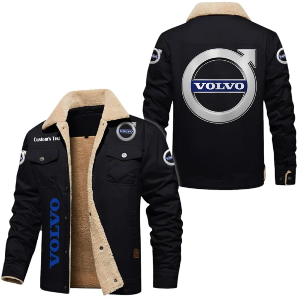 Volvo Trucks Exclusive Logo Fleece-lined Thick Jacket, Fur Lapel Collar Warm Custom Name TN150325Y10FLJVVT