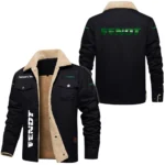 Fent Exclusive Logo Fleece-lined Thick Jacket, Fur Lapel Collar Warm Custom Name TN170325Y10FLJCT1FEN