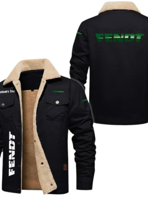 Fent Exclusive Logo Fleece-lined Thick Jacket, Fur Lapel Collar Warm Custom Name TN170325Y10FLJCT1FEN