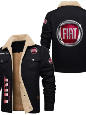 Fiat Exclusive Logo Fleece-lined Thick Jacket, Fur Lapel Collar Warm Custom Name TN170325Y10FLJCT1FIA