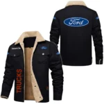 Ford Trucks Exclusive Logo Fleece-lined Thick Jacket, Fur Lapel Collar Warm Custom Name TN170325Y10FLJCT1FOT