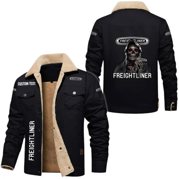 Freightliner Exclusive Logo Fleece-lined Thick Jacket, Fur Lapel Collar Warm Custom Name TN170325Y10FLJCT1FRE