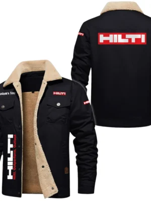 Hilti Exclusive Logo Fleece-lined Thick Jacket, Fur Lapel Collar Warm Custom Name TN170325Y10FLJCT1HIL