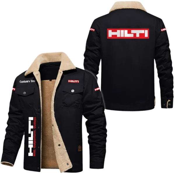 Hilti Exclusive Logo Fleece-lined Thick Jacket, Fur Lapel Collar Warm Custom Name TN170325Y10FLJCT1HIL