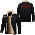 Hitachi Exclusive Logo Fleece-lined Thick Jacket, Fur Lapel Collar Warm Custom Name TN170325Y10FLJCT1HIT