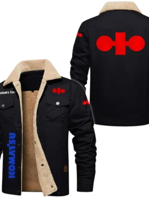 Komatsu Exclusive Logo Fleece-lined Thick Jacket, Fur Lapel Collar Warm Custom Name TN170325Y10FLJCT1KOA
