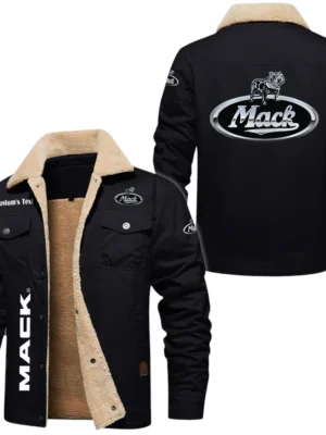 Mack Trucks Exclusive Logo Fleece-lined Thick Jacket, Fur Lapel Collar Warm Custom Name TN170325Y10FLJCT1MAC